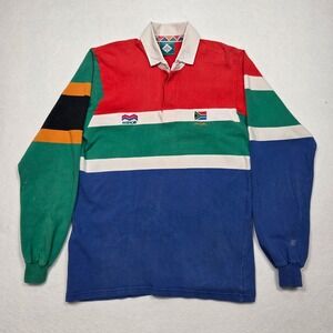 Vtg Maxmore South Africa Rugby Shirt Mens XL Colorblock Long Sleeve Polo Vintage